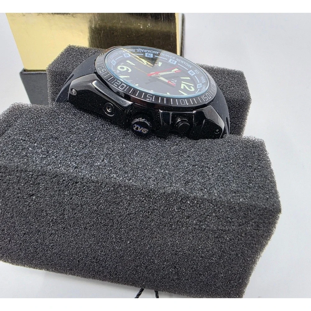 TVG Military Style Black Watch Water Resistant Mens